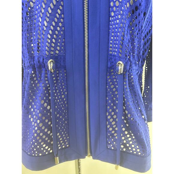 CHICO’S Zenergy Blue Full Front Zippered Open Knit Jacket - Picture 7 of 12